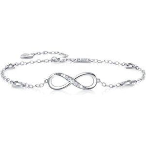 Billie Bijoux Sterling Silver Infinity Anklet Adjustable Love Charm Bracelet